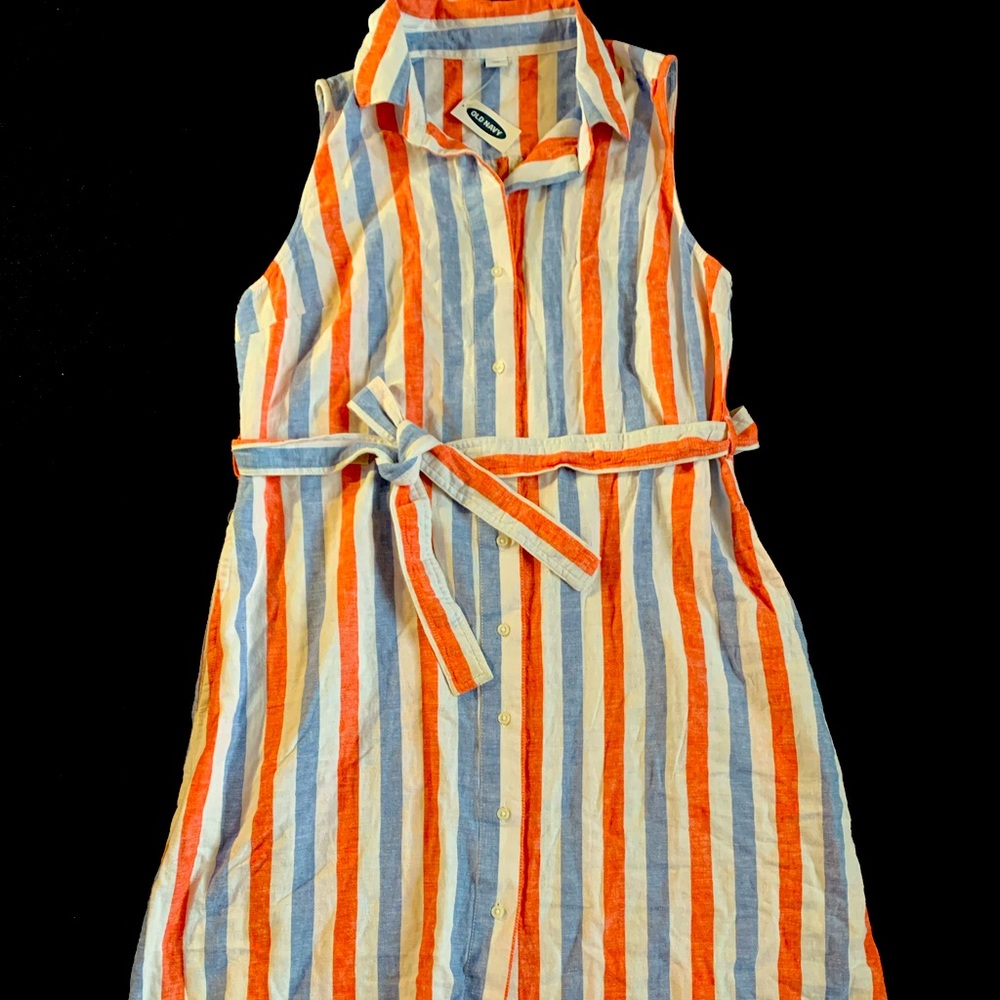 NWT, Old Navy, Linen Midi Shirt Dress, sz M